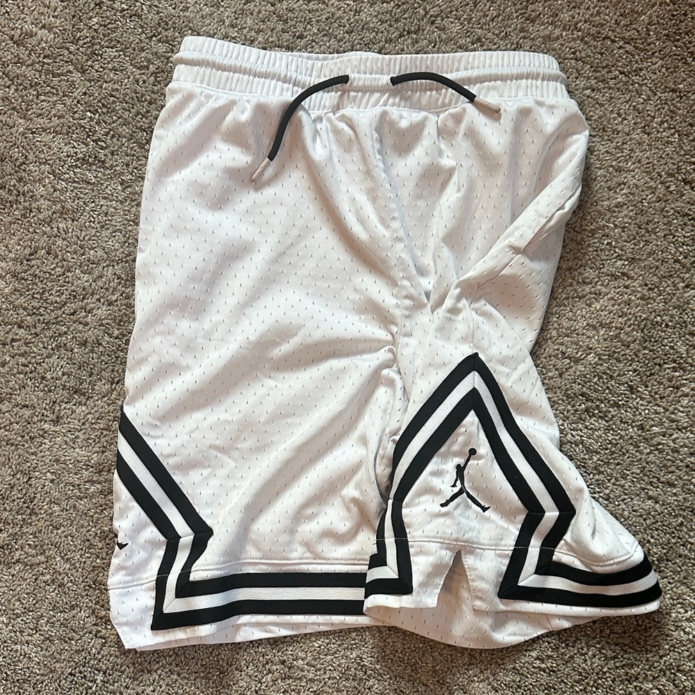 Jordan Men's White and Black Athletic Shorts